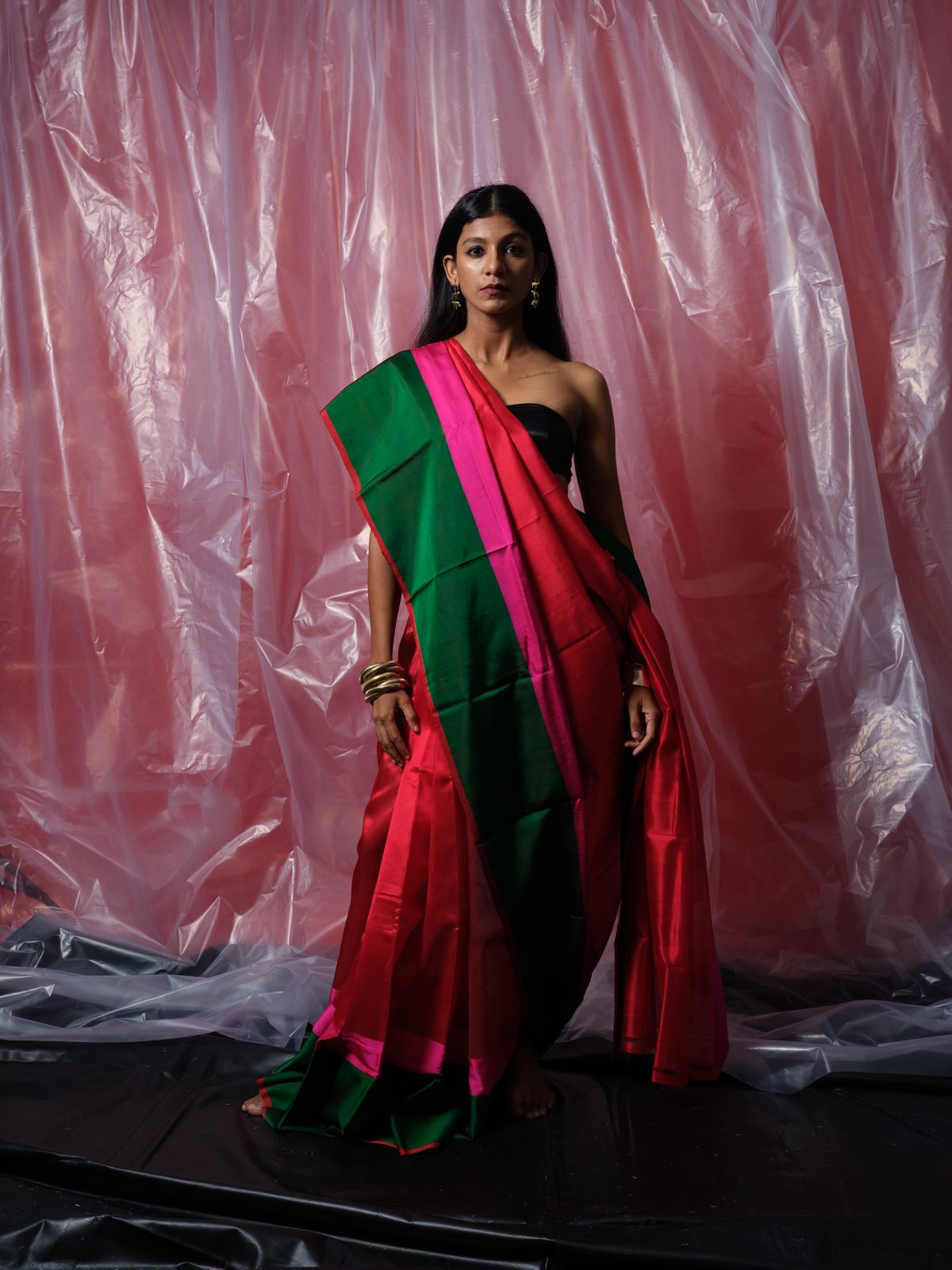 Dusty Olive Pure Katan Silk Banarasi Handloom Saree