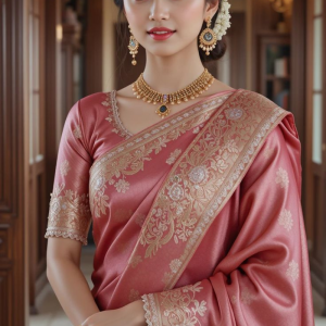 Purple Pure Katan Silk Banarasi Handloom Saree