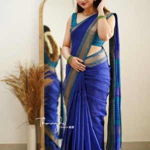 Sadhana' Midnight Blue Pure Katan Silk Banarasi Handloom Jangla Saree