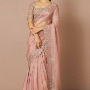 Zeenat' Powder Blue Pure Katan Silk Banarasi Handloom Saree